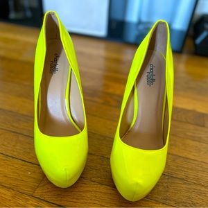 Charolette Russe yellow neon high heels